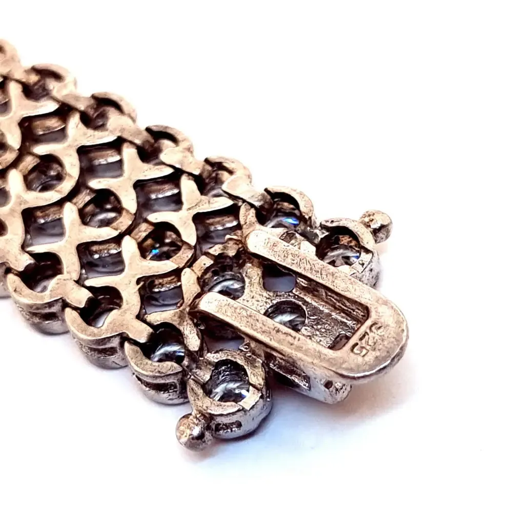 Sterling silver bracelet, zircon bracelet, double clasp bracelet.