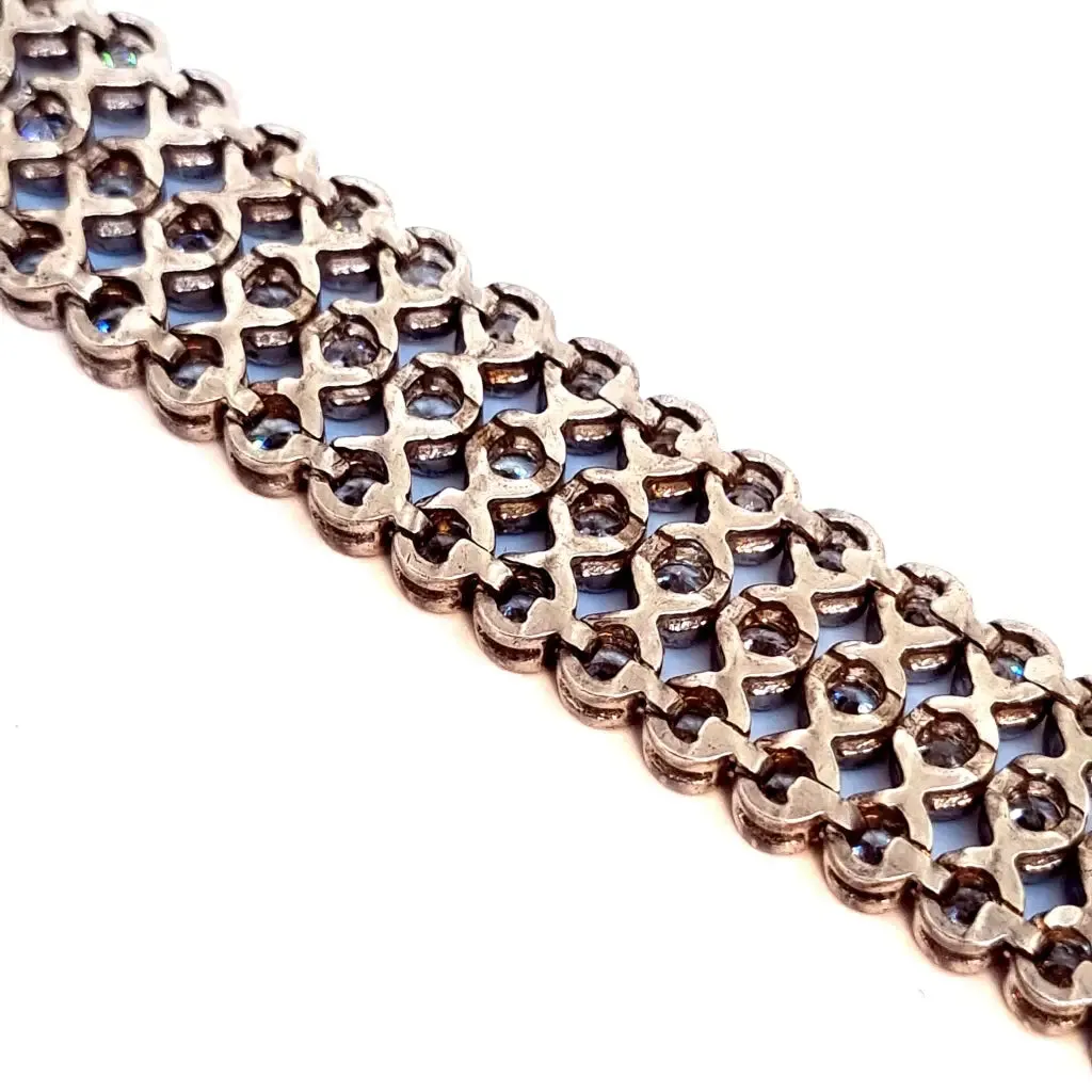 Sterling silver bracelet, zircon bracelet, double clasp bracelet.
