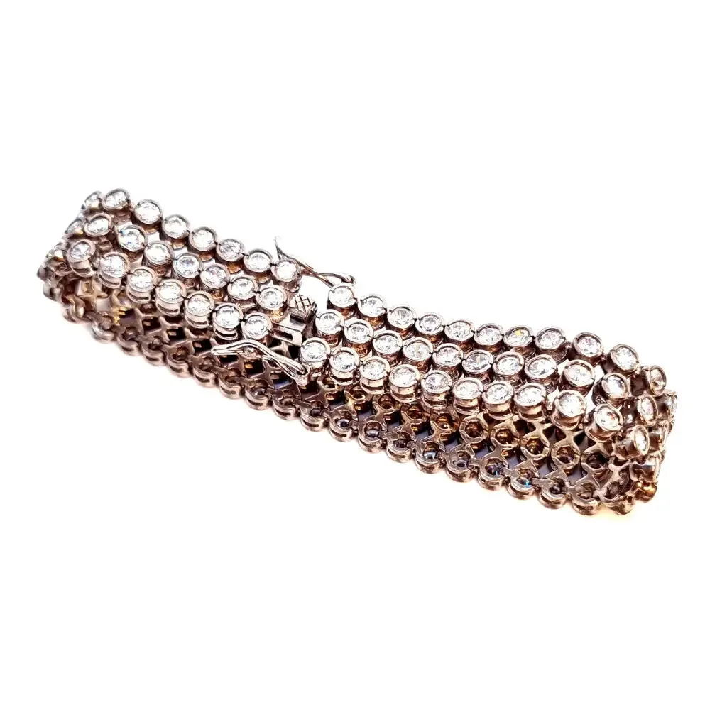 Sterling silver bracelet, zircon bracelet, double clasp bracelet.