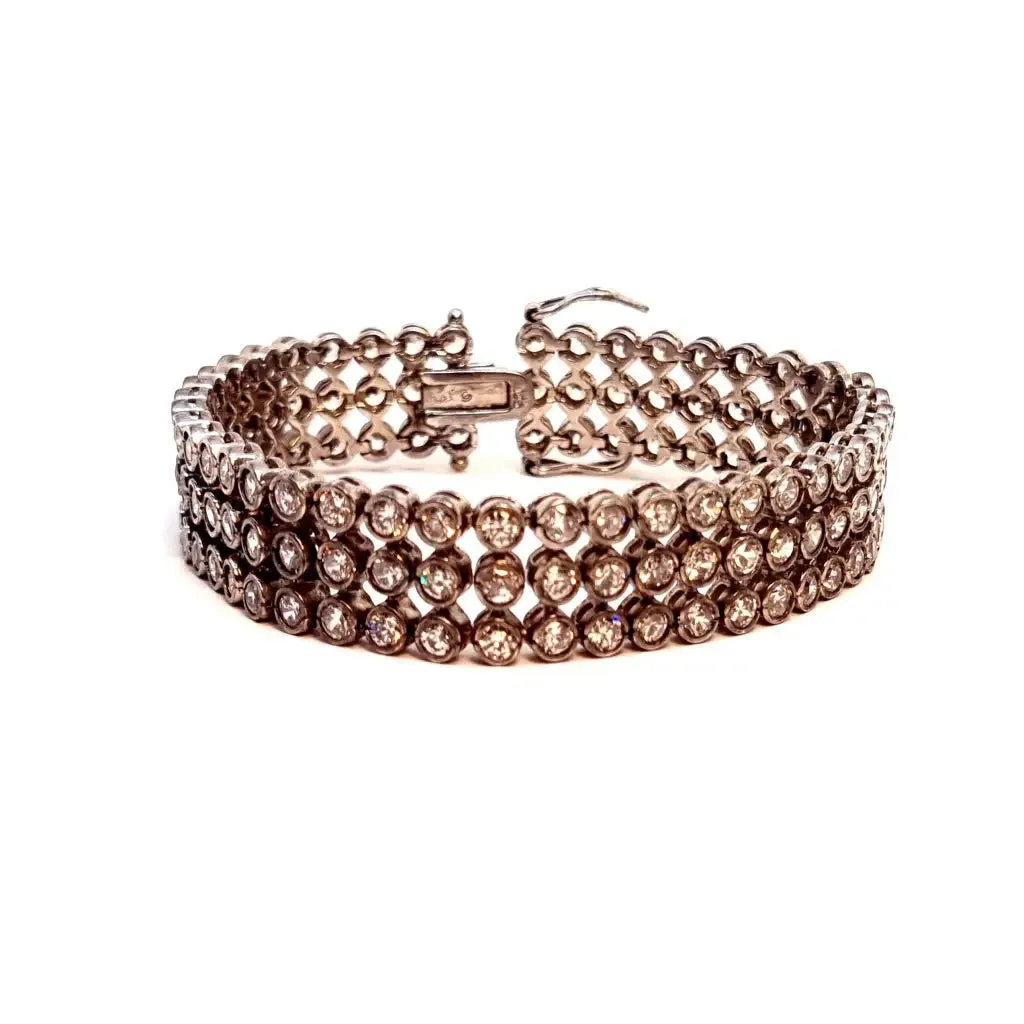 Sterling silver bracelet, zircon bracelet, double clasp bracelet.