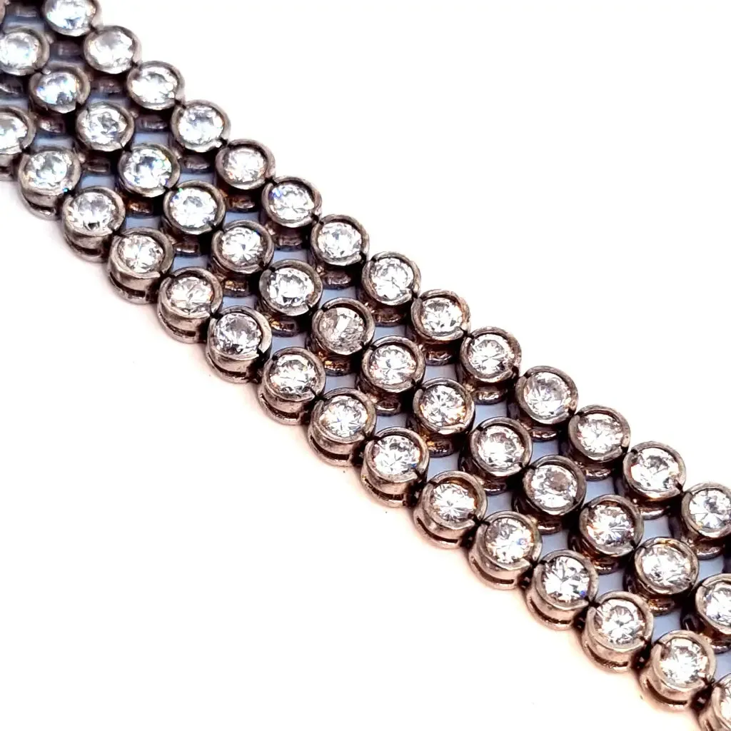 Sterling silver bracelet, zircon bracelet, double clasp bracelet.