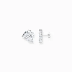 Sterling Silver White Mixed Stones Stud Earrings H2275-051-14