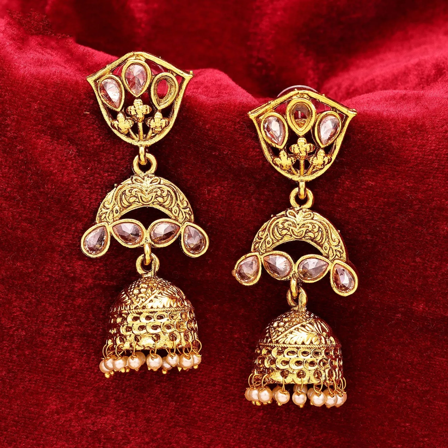 Sukkhi Resplendent Pearl Jhumki Gold Plated Earring For Women