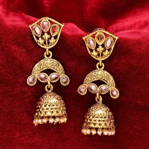Sukkhi Resplendent Pearl Jhumki Gold Plated Earring For Women