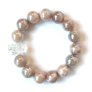 Swarovski Crystal Panther With Peach Moonstone Stretch Bracelet - Wholesale
