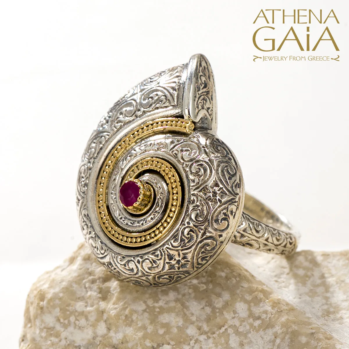 Thalassa Sea Snail Ring with Stone