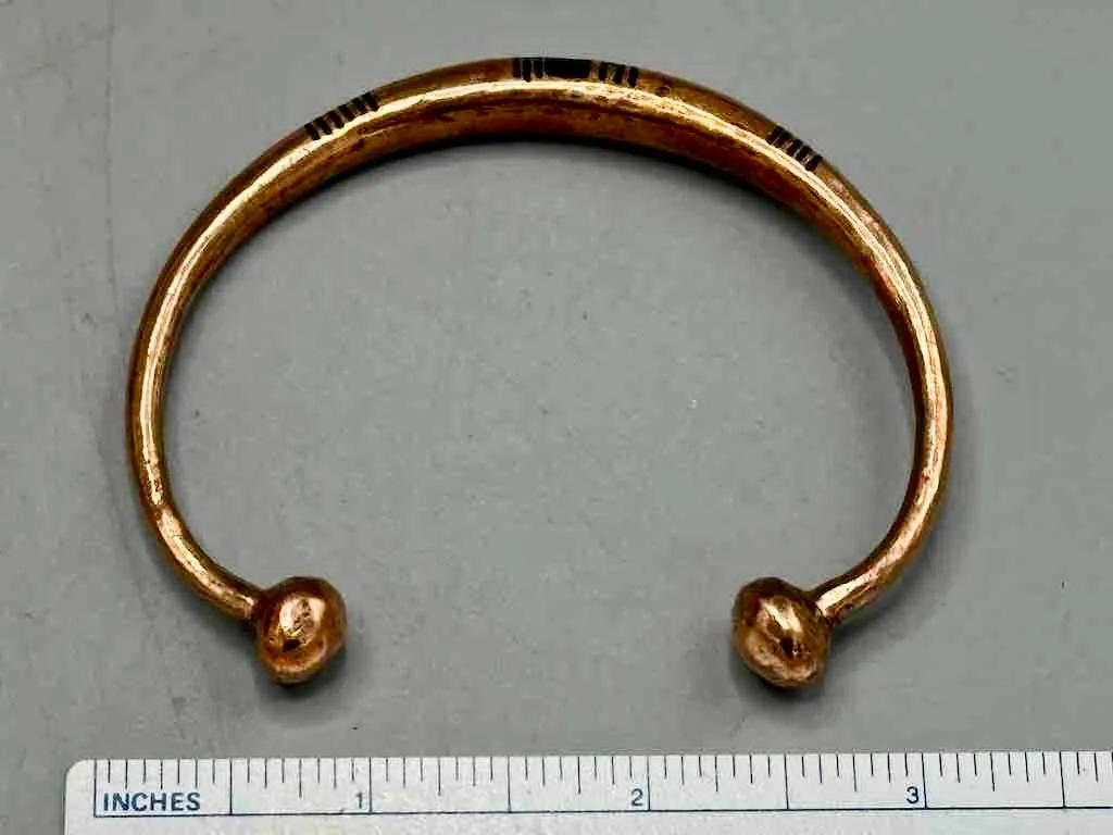 Tuareg Single Bar Multiple Stripe Inlay Heavier Copper Bracelet