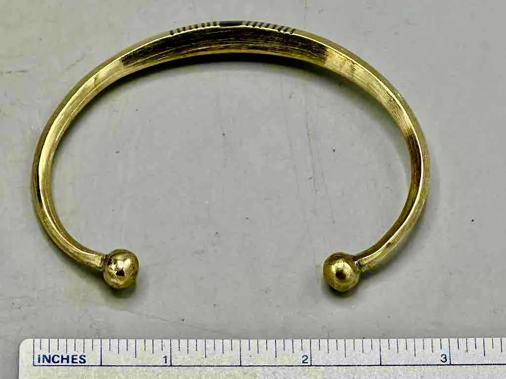 Tuareg Single Bar Multiple Stripe Inlay Squared Brass Bracelet