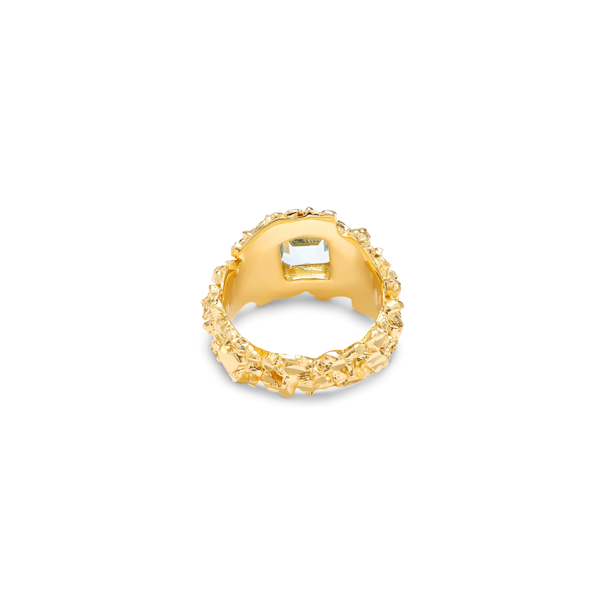 VC017 Gold Hammered Gem Ring