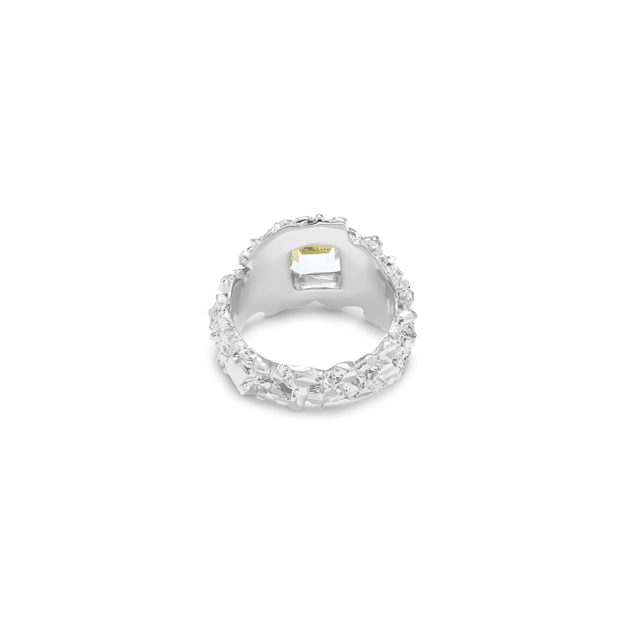 VC017 Gold Hammered Gem Ring