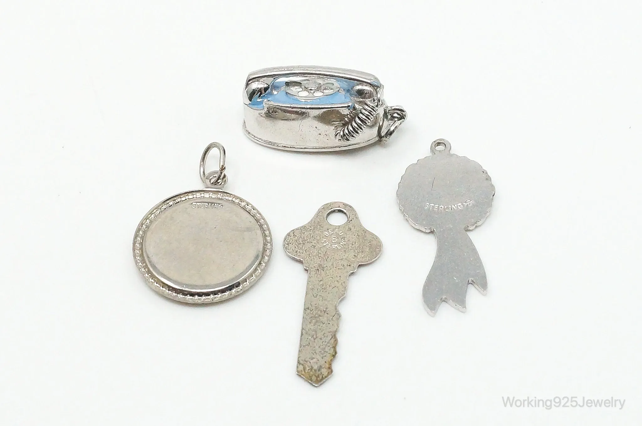 Vintage Antique Enamel Sterling Silver Charms Lot