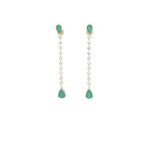Yellow Gold Diamond Emerald Drop Earrings