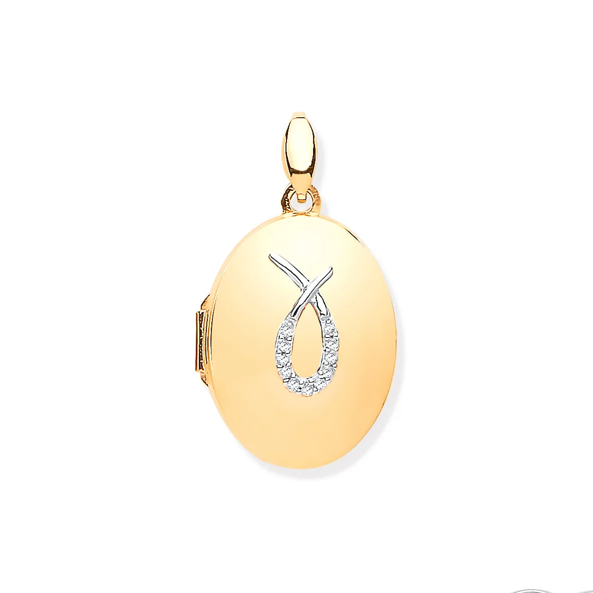 Y/G & Diamonds Oval Locket